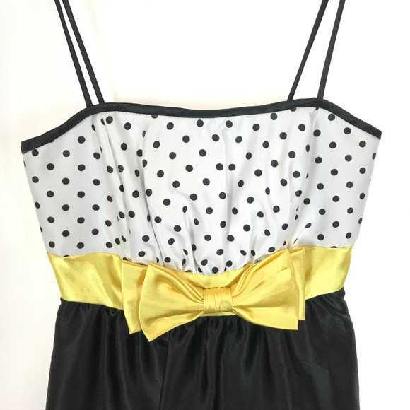 Womens Size 0 Jessica McClintock for Gunne Sax Micro Polka Dot Satin Mini Dress - Picture 2 of 4